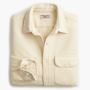 Wallace & Barnes Men’s Heavyweight Chamois Shirt M Flannel Oatmeal Cream Spring